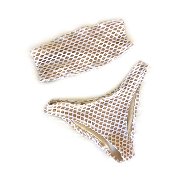 Other - Nude White Mesh Vegas Event High Cut Bikini
